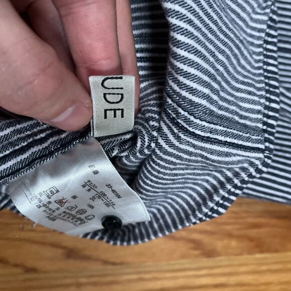 Hickory Striped Black Snap Button Long Sleeve Shirt Freude Japan Brand 3L XL - Picture 9 of 10